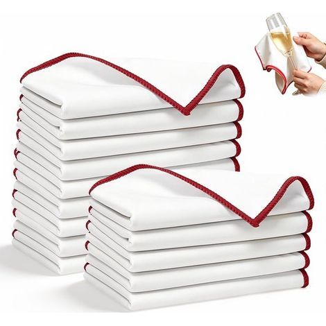Set mit 14 Glaspoliertüchern – 30 x 30 cm – Mikrofasertücher für Gläser – Streifen- und fusselfrei (1/5)