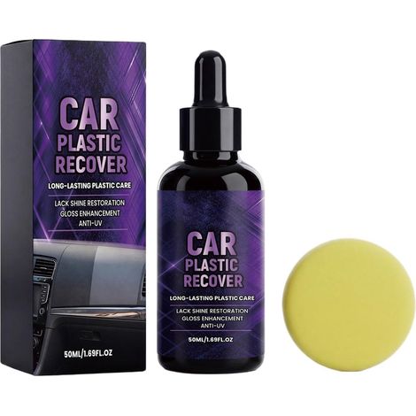 Rénovateur De Plastiques Automobile 50 ml Haute Brillance Longue Durée Restaurateur Garnitures Intérieures Auto Avec Éponge Pour Extérieur Tableau De Bord Phares Voiture Camion Camping-Ca (1/5)