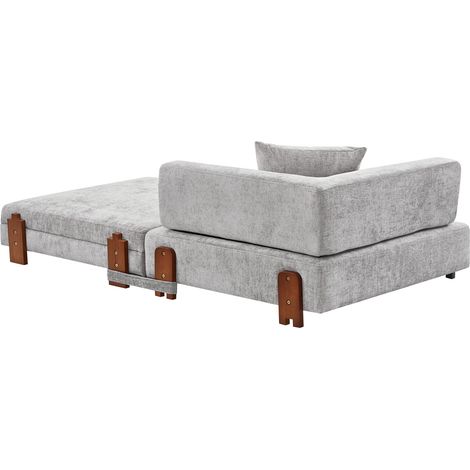 2-in-1-Klapp-Schlafsofa aus hellgrauem Stoff mit USB, Typ-C und Stauraum (1/5)