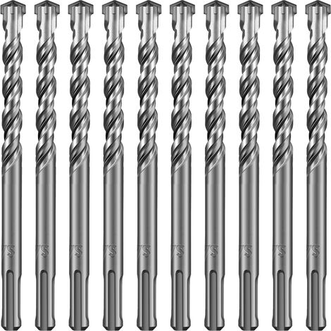 Set de forets 12x160mm 10pcs. Set de forets marteau à béton avec 4 pointes carbure Perçage précis rapide dans le béton Accessoires marteau perforateur à pierre (1/5)