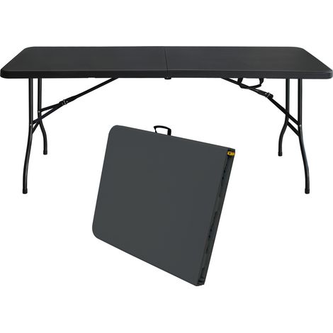 CHICFURN Tavolo pieghevole portatile 125 x 61 x 74 cm in plastica e acciaio verde, regolabile (1/5)