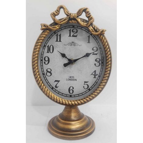26cm Table Clock for Living Room/Hallway/Dining Room - Metal - L11 x W26 x H17 cm