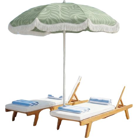 Sombrilla de playa, altura regulable, protección UPF30+, verde. (1/5)