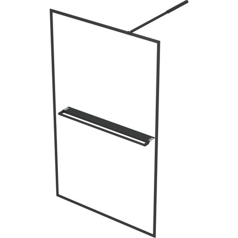 MARWELL Walk-in-Duschwand 120 x 200 cm, 6 mm ESG, Schwarz (1/3)