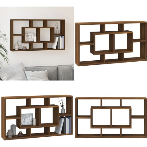 Wandregal mit 8 Fächern Braun Eichen-Optik - Wandregal - Holzregal - Regal Braun - Eiche Optik - Wohnraum Dekoration - Home & Living (1/5)