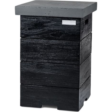 Happy Cocooning Mania Enclosure Teak Black Beistelltisch für Gasflaschen Grau