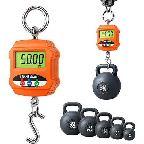 Pese Bagage, Balance Suspendue Électronique Numérique jusqu'à 300 kg avec Afficheur LCD, Crochet Robuste et Amovible, Portable pour Voyage, Pêche, Chasse et Usage Industriel (1/5)
