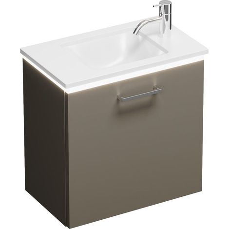 Vasque Burg Eqio Mineral Cast + meuble sous-vasque, gris brillant/blanc alpin GRP95