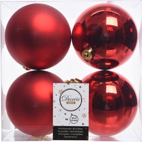SET 4 BOLAS 10CM ROJO