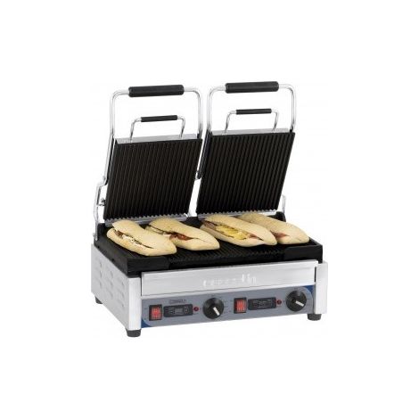 Grill Panini double Premium Rainurée - Rainurée avec minuteur – Casselin, 2900 W, 220 V - MONO