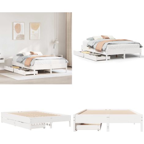 vidaXL Cadre de lit sans matelas blanc 160x200 cm bois de pin massif (1/5)