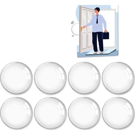 Butée de porte adhésive transparente, 8pcs butée de porte murale butée de porte transparente, butée de porte murale, pare-chocs de porte d'armoire, amortisseur de porte d'armoire, butée en caoutchouc  (1/5)