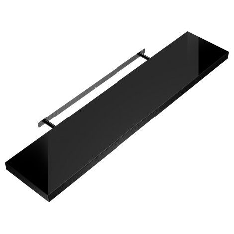 Étagère murale flottante 70 cm en MDF Noir Brillant. Tablette à fixer au mur (1/4)
