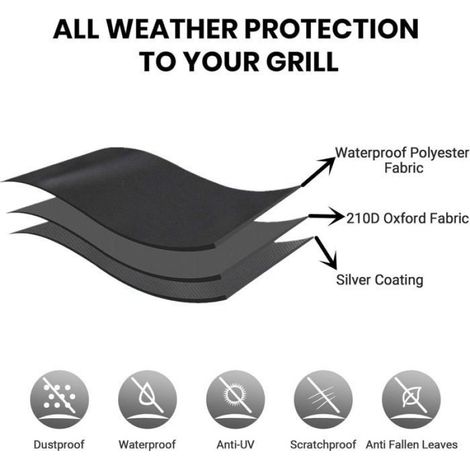 Housse Barbecue - Oxford 210D - Imperméable UV Résistant Vent - Pour Barbecue Extérieur - 120 x 66 x 120 cm - 1 Pièce (1/4)