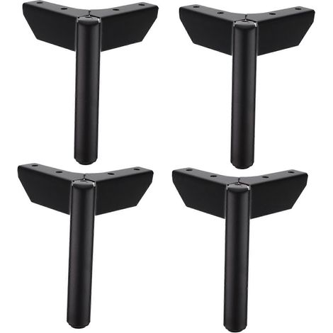 Quatre pieds de meuble noirs, 12 x 11 cm, finition mate, compatibles avec les pieds de remplacement pour canapés, bancs et autres meubles. (1/5)