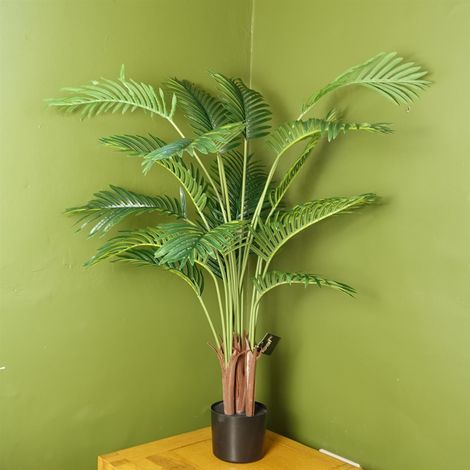 110cm Large Artificial Areca Palm Tree Potted in Black Pot (1/5)