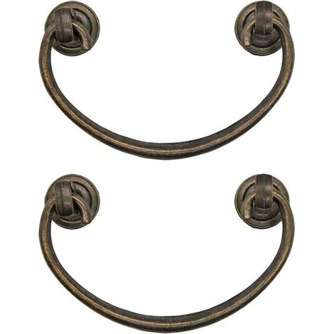 Ensemble de 2 poignées de meubles pliantes anciennes, poignées de tiroir, poignées de meuble (1/5)