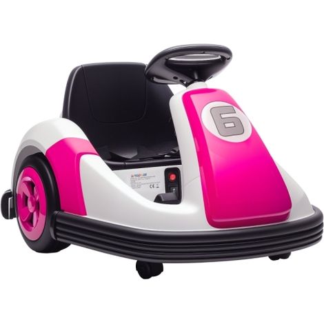 360-Degree Rotating Kids Bumper Car, 6V Electric Ride-On with Music and Horn for Ages 3-8, Pink Color