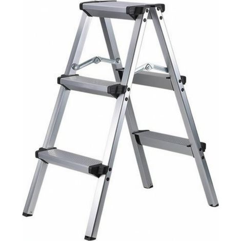 Lightweight Double Step Ladder, Folding Step Ladder, 3-Step Aluminum Step Ladder — Height 80 cm (1/5)