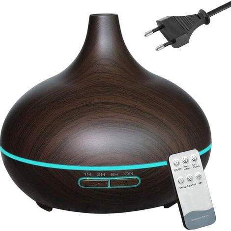 Diffuseur d'huiles essentielles à imitation bois, avec télécommande Bluetooth ultrasonique, pour la maison ou le bureau. Machine à oxygène pour l'eau. (1/5)