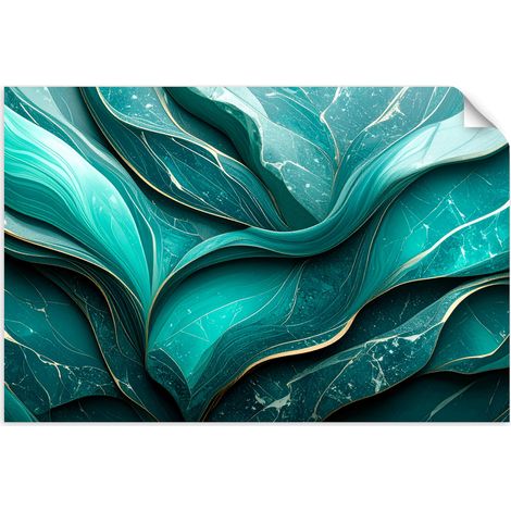 Selbstklebendes Poster – Wandsticker Marmor Türkis Abstraktion 100x70 cm (1/3)
