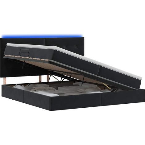 Maison Exclusive - Letto con contenitore LED e materasso Nero 200 x 200 cm Velluto (1/5)