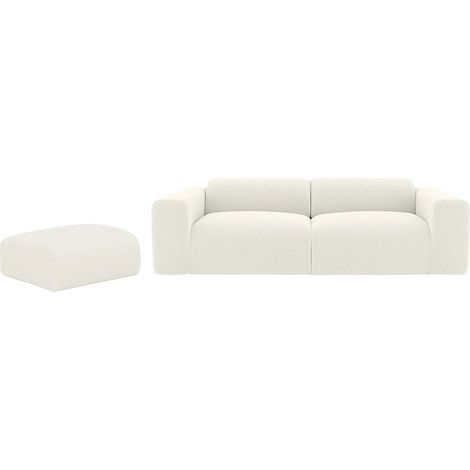 Divano 3 posti e pouf in Tessuto bouclette Bianco - POGNI della Maison Céphy (1/5)