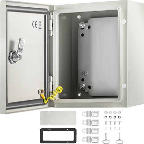 VEVOR Caja NEMA de Acero al Carbono 25 x 20 x 15 cm Caja de Gabinete Electrico NEMA 4X IP66 a Prueba de Agua y Polvo Caja de Conexiones Electricas para Exteriores e Interiores con Placa de Montaje
