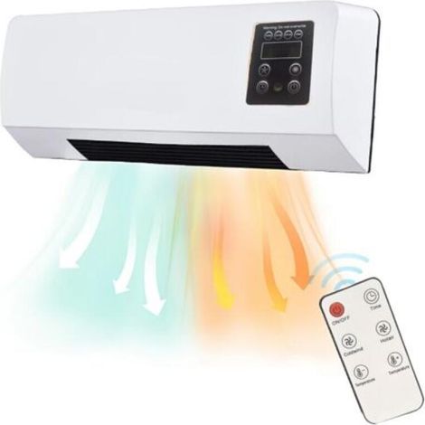Radiador y ventilador, modelo versátil para montaje en pared y portátil.