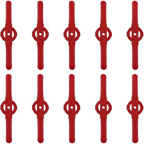 10 Pièces Lames de Tondeuse Jardin Tondeuse Accessoires, Lames de Rechange en Plastique, Outils de Jardin, Petit Trou 5mm, pour Jardin Pelouse Tondeuse, Coupe-bordures Sans Fil(rouge) (1/4)