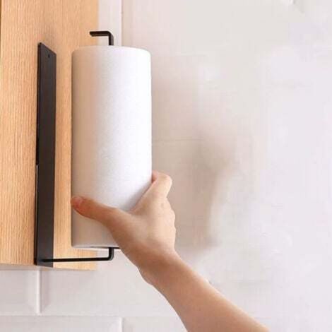 [JAMAIS UTILISÉ] (Noir)Porte Sopalin, Porte-Serviettes en Papier Murale Salle de Cuisine, Support Auto-adhésifen Aluminium Pas de perçage, Convient pour Salle de Bain (1/4)