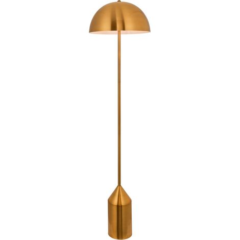 Endon Lighting Nova - Lampada da Terra Placca Ottone Antico & Bianco Lucido 1 Luce IP20 - E27 (1/5)
