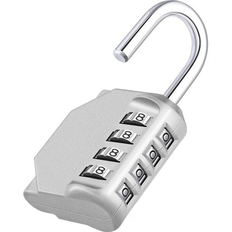 Cadenas Code Exterieur, Cadenas 4 Chiffres Pour Gym, Vestiaire, College, Scolaire Armoire, Escape Game, Extérieur Abri de Jardin, Argent (1/5)