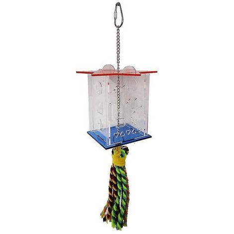 Papageienfutterbox mit Schaukelspielzeug für kleine Vögel, Futterhalter aus Acryl (1/4)