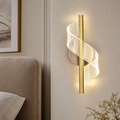 Applique murale LED design moderne, abat-jour acrylique à pois et corps en métal laqué. Lumière tricolore réglable 3000K-6000K, H30cm (1/5)