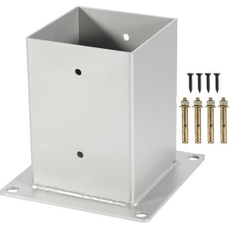 Wolketon Aufschraubhülse Pfostenträger 100x100 mm, 4er Set Pfostenschuh für Vierkant- & Holzpfosten, Bodenhülse für Zaun, Carport & Pergola
