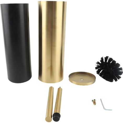 Set brosse WC et support inox base murale – Bol avec couvercle anti-éclaboussures or, salle de bain (1/5)