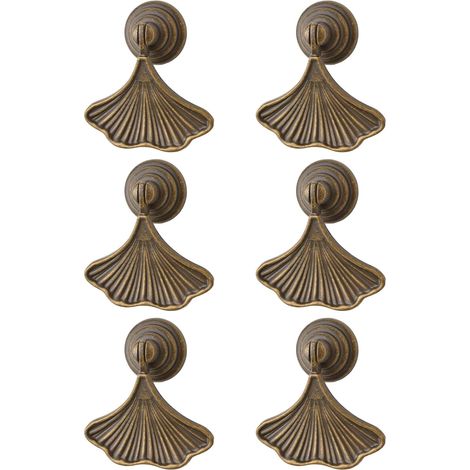 Lot de 6 poignées feuille de ginkgo, tirage pendante, tiroir monotrou pour armoire, placard (bronze jaune). (1/5)