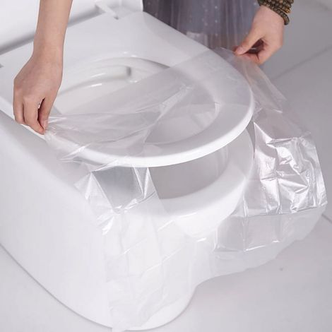 Seat De Toilette Jetable - 48 x 40 cm - En Polyéthylène PE - Pour WC Occidental - Usage Domestique Voyage Hôtel - Boîte De 50 Pièces (1/5)