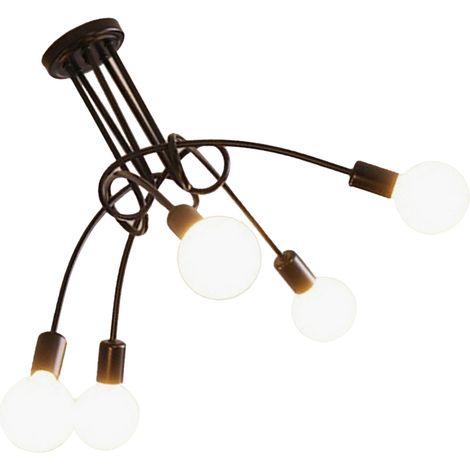 Plafonnier style lustre contemporain industriel en fer forgé noir pour chambre salon bureau 110V 3 couleurs de lumière (1/4)