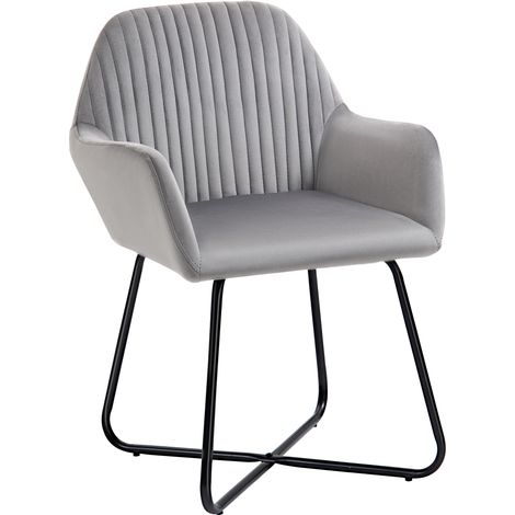 Modern Arm Chair Upholstered Accent Chair Metal Base for Living Room Grey (1/5)