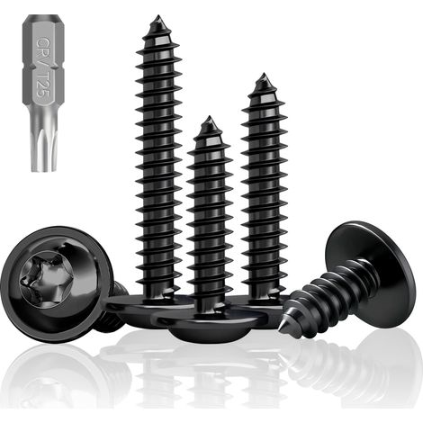 Lot de 100 vis à bois noires M5 x 20 A2 Vis Torx (1/5)