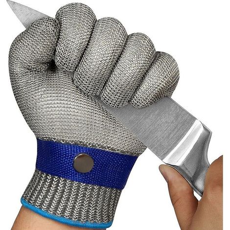 Guantes resistentes a cortes de malla de alambre de acero inoxidable de nivel 9 (XL), de DEBUNS (1/5)