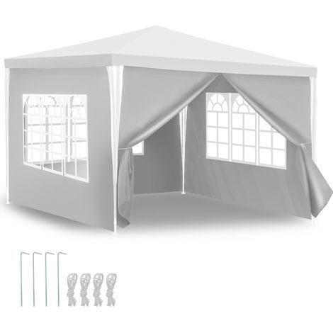 SWANEW Gazebo Camping Grande tendone o pergolato Gazebo ricevimenti con pannelli laterali rimovibili finestre Tenda per feste Bianco 3x3m (1/5)
