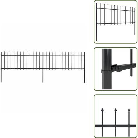 Valla decorativa - vidaXL Valla de jardín con punta de lanza de acero 359x80 cm negra - Valla de seguridad