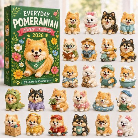 Poméranien fleur calendrier avent 2026 2D boîte surprise
