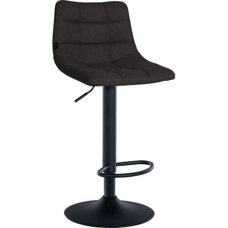 Sgabello da bar moderno x1 in tessuto trapuntato nero con base a tromba in metallo nero 100005643