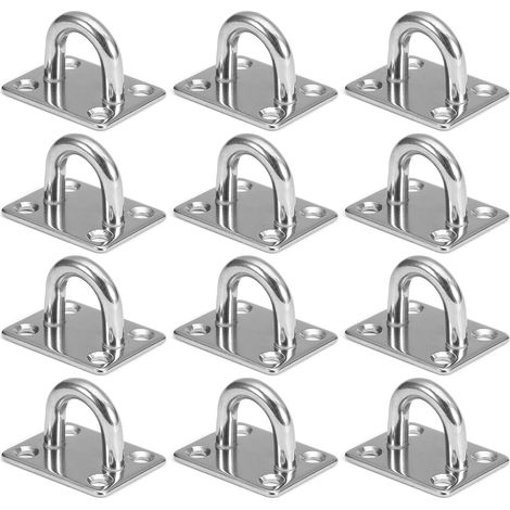 Pontet INOX, 12 Pièces, Crochet Acier Inoxydable m5 avec Œillet  Plaque à Œil, Fixation Voile d'Ombrage, Fixation Plafond, Pour Suspendre des Objets (1/5)
