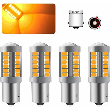 Sidaqi 4pcs 1156 PY21W Ampoules LED Jaune Ambre 33SMD 900LM 5630 3.6W BAU15S 7507 Clignotant LED de Voiture pour Clignotants Avant et Arrière de Voiture 12-30V thsinde (1/5)