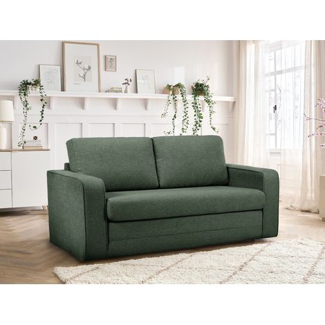 BOBOCHIC - Canapé droit convertible déplimousse COME tissu chiné Vert (1/5)